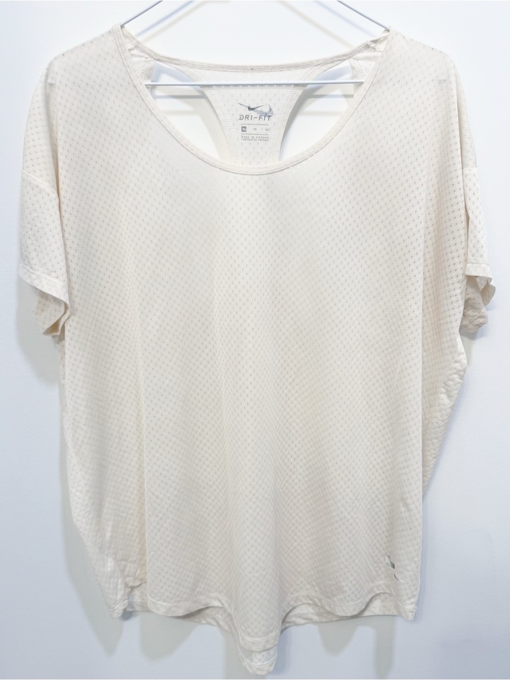 Nike Dri-FIT Open Back Mesh Running Workout Top off-white XL